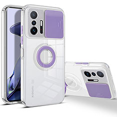Ultra-thin Transparent TPU Soft Case Cover with Stand for Xiaomi Mi 11T Pro 5G Purple