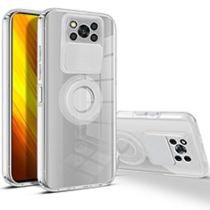 Ultra-thin Transparent TPU Soft Case Cover with Stand for Xiaomi Poco X3 NFC White