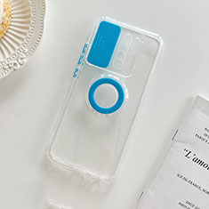 Ultra-thin Transparent TPU Soft Case Cover with Stand for Xiaomi Redmi 9 Prime India Sky Blue