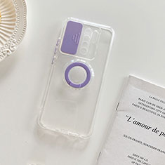 Ultra-thin Transparent TPU Soft Case Cover with Stand for Xiaomi Redmi 9 Purple