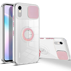 Ultra-thin Transparent TPU Soft Case Cover with Stand for Xiaomi Redmi 9AT Pink