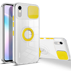 Ultra-thin Transparent TPU Soft Case Cover with Stand for Xiaomi Redmi 9AT Yellow