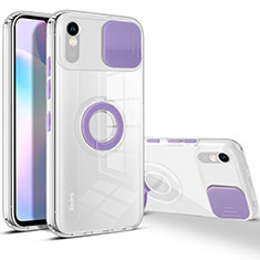 Ultra-thin Transparent TPU Soft Case Cover with Stand for Xiaomi Redmi 9i Purple