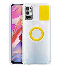 Ultra-thin Transparent TPU Soft Case Cover with Stand for Xiaomi Redmi Note 11 SE 5G Yellow