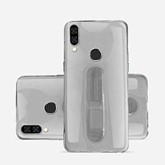 Ultra-thin Transparent TPU Soft Case Cover with Stand S01 for Huawei P20 Lite Gray