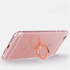 Ultra-thin Transparent TPU Soft Case with Finger Ring Stand S01 for Apple iPhone 6 Rose Gold