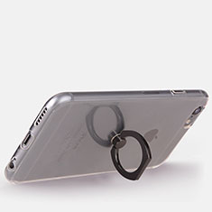 Ultra-thin Transparent TPU Soft Case with Finger Ring Stand S01 for Apple iPhone 6S Black