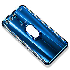 Ultra-thin Transparent TPU Soft Case with Finger Ring Stand S01 for Huawei Honor 9 Blue