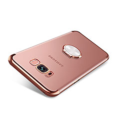 Ultra-thin Transparent TPU Soft Case with Magnetic Finger Ring Stand S01 for Samsung Galaxy S8 Plus Rose Gold
