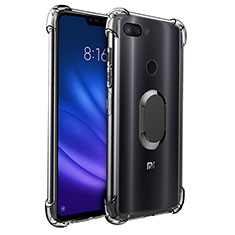 Ultra-thin Transparent TPU Soft Case with Magnetic Finger Ring Stand S01 for Xiaomi Mi 8 Lite Black