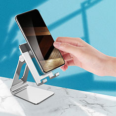 Universal Cell Phone Stand Smartphone Holder for Desk N17 for Motorola Moto G71s 5G Silver