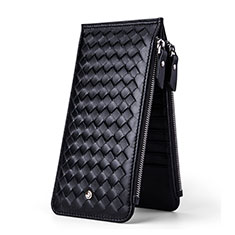 Universal Diamond Leather Wristlet Wallet Handbag Case for Xiaomi Mi Max Black