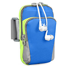 Universal Gym Sport Running Jog Arm Band Strap Case B22 for Motorola Moto One Fusion Plus Blue