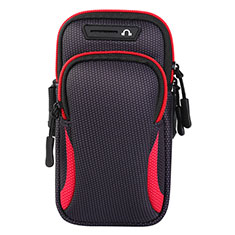 Universal Gym Sport Running Jog Arm Band Strap Case L01 for Motorola Moto G9 Play Red
