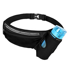 Universal Gym Sport Running Jog Belt Loop Strap Case S06 for Alcatel 3 2019 Black