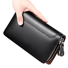 Universal Leather Wristlet Wallet Handbag Case for Oppo Reno7 Lite 5G Black