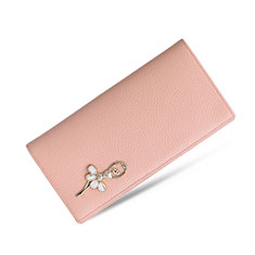 Universal Leather Wristlet Wallet Handbag Case Dancing Girl for Oppo F19 Pro Pink