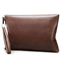 Universal Leather Wristlet Wallet Handbag Case H01 for Oppo Reno6 Z 5G Brown