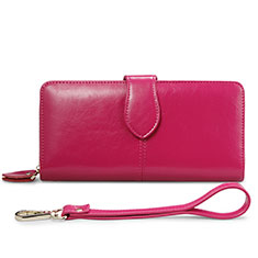 Universal Leather Wristlet Wallet Handbag Case H02 for Asus Zenfone Selfie ZD551KL Hot Pink