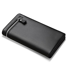 Universal Leather Wristlet Wallet Handbag Case H06 for Oppo Reno9 Pro 5G Black