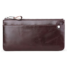 Universal Leather Wristlet Wallet Handbag Case H08 for Alcatel 1S 2019 Brown