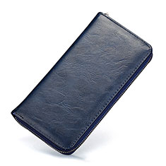 Universal Leather Wristlet Wallet Handbag Case H09 for Apple iPhone 13 Pro Max Blue