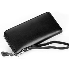 Universal Leather Wristlet Wallet Handbag Case H13 for Huawei Nova 7i Black
