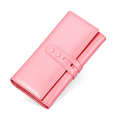 Universal Leather Wristlet Wallet Handbag Case H14 for Motorola Moto G 5G Plus Pink