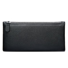 Universal Leather Wristlet Wallet Handbag Case H17 for Realme X3 SuperZoom Black