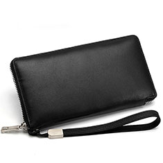 Universal Leather Wristlet Wallet Handbag Case H18 for Samsung Galaxy S23 Ultra 5G Black