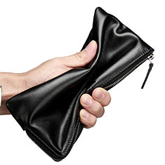 Universal Leather Wristlet Wallet Handbag Case H29 for Oppo A2m 5G Black