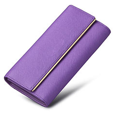 Universal Leather Wristlet Wallet Handbag Case K01 for Oppo Reno6 Z 5G Purple