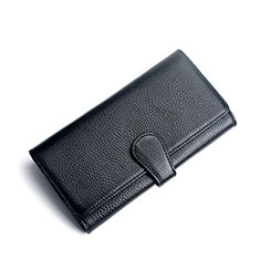 Universal Leather Wristlet Wallet Handbag Case K02 for LG K42 Black