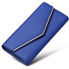 Universal Leather Wristlet Wallet Handbag Case K03 for Oppo F17 Blue