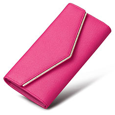 Universal Leather Wristlet Wallet Handbag Case K03 for Samsung Galaxy S10 5G SM-G977B Hot Pink