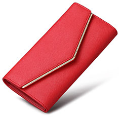 Universal Leather Wristlet Wallet Handbag Case K03 for Alcatel 1S 2019 Red