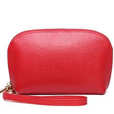 Universal Leather Wristlet Wallet Handbag Case K08 for Apple iPhone 13 Mini Red