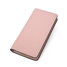 Universal Leather Wristlet Wallet Handbag Case K10 for Oneplus Nord N20 SE Pink