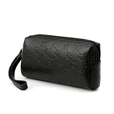 Universal Leather Wristlet Wallet Handbag Case K11 for Apple iPhone 13 Mini Black