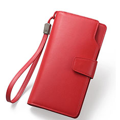 Universal Leather Wristlet Wallet Handbag Case for Samsung Galaxy XCover 6 Pro 5G Red