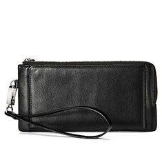 Universal Leather Wristlet Wallet Pouch Case for Oppo Reno8 Pro 5G Black