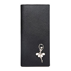 Universal Leather Wristlet Wallet Pouch Case Dancing Girl B01 for LG K42 Black
