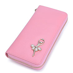 Universal Leather Wristlet Wallet Pouch Case Dancing Girl for Oppo Reno7 Z 5G Pink