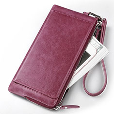 Universal Leather Wristlet Wallet Pouch Case for Oneplus Nord N20 SE Purple