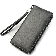Universal Silkworm Leather Wristlet Wallet Handbag Case H04 for LG Q52 Gray