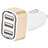3.0A Car Charger Adapter 3 USB Port Cigarette Lighter USB Charger Universal Fast Charging U07 Gold