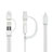 Cap Holder Cover Nib Cover with Lightning Cable Adapter Tether Kits Anti-Lost P01 for Apple Pencil White
