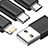 Charger Lightning USB Data Cable Charging Cord and Android Micro USB C01 for Apple iPad 10.2 (2020) Black