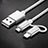 Charger Lightning USB Data Cable Charging Cord and Android Micro USB C01 for Apple iPad 10.2 (2020) Silver