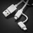 Charger Lightning USB Data Cable Charging Cord and Android Micro USB C01 for Apple iPad 10.2 (2020) Silver